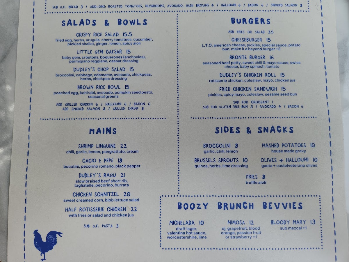 Dudleys Menu - Image 1